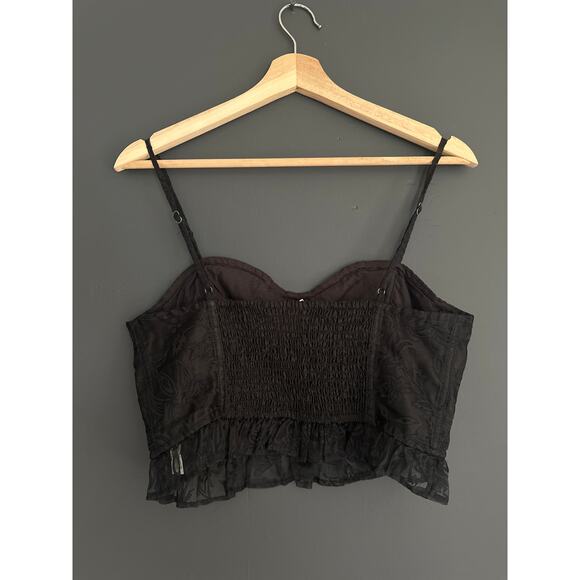 Free People Now or Never Black Lace Corset Bustier Top Bralette Size Medium - Picture 6 of 9